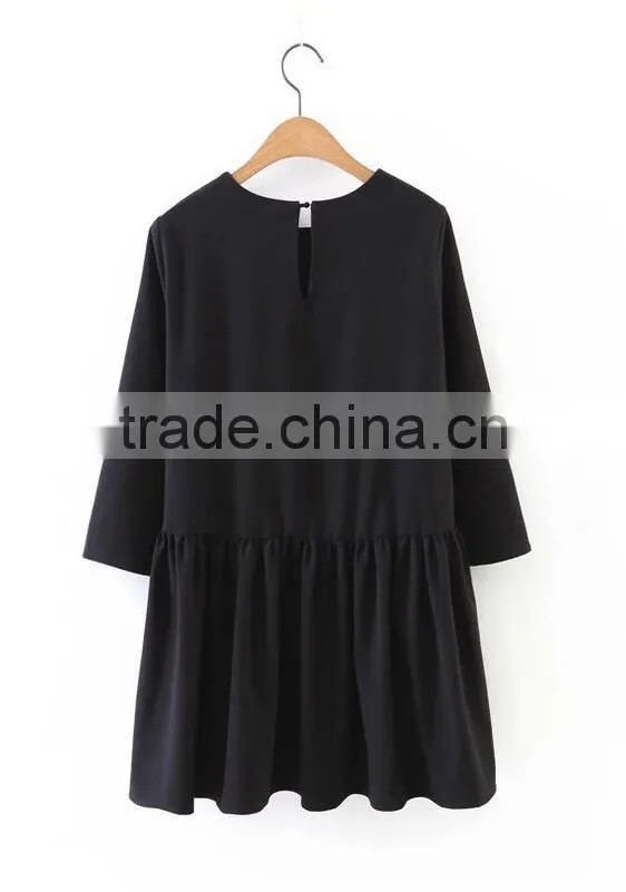 Runwaylover EY2367B 2017 Ladies Nine Point Sleeve Pure Color Blouse