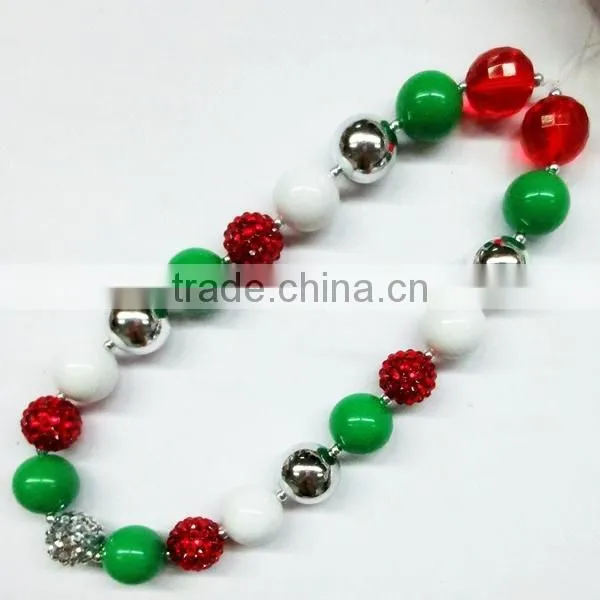 Christmas Baby Bubblegum Beaded Necklace