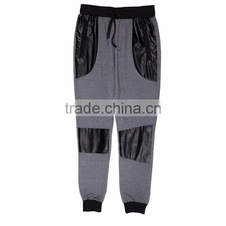 2016 high quality light grey patch design mens jogger sweat pants for men