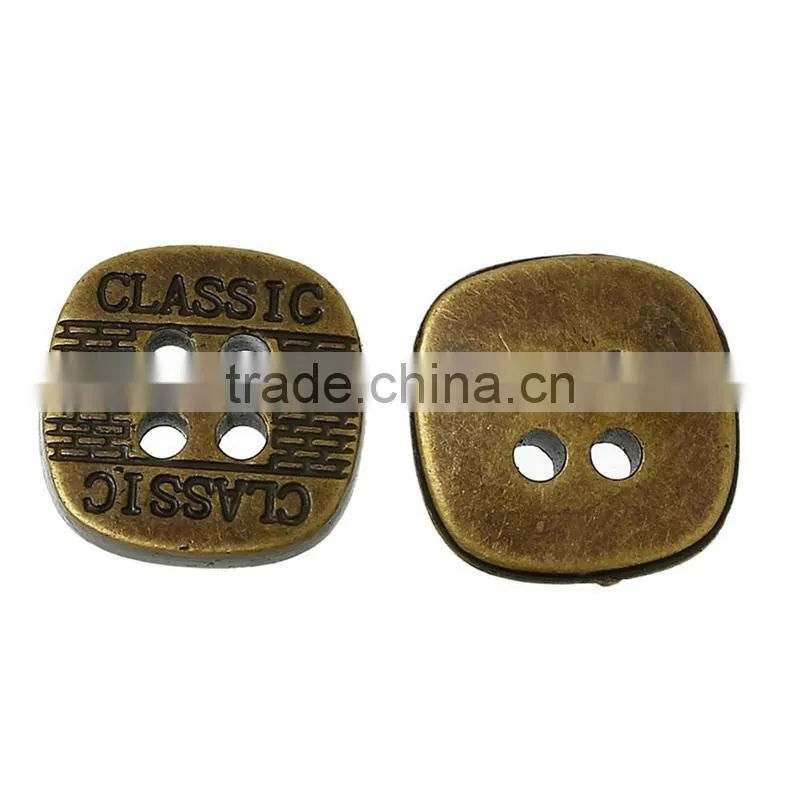 Cheap 12mmx12mm Alphabet Square Four Holes Acrylic Button for Decorating