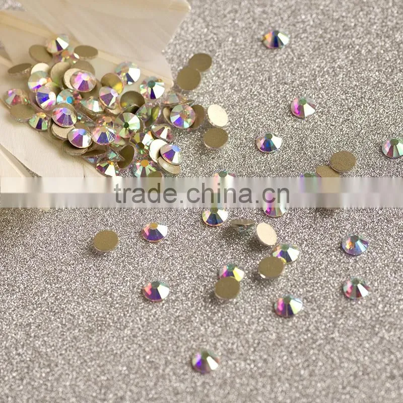 NHF 2058 crystalAB Chaton flat back glass nail rhinestones
