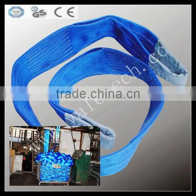 red flat web lifting sling in the power belt