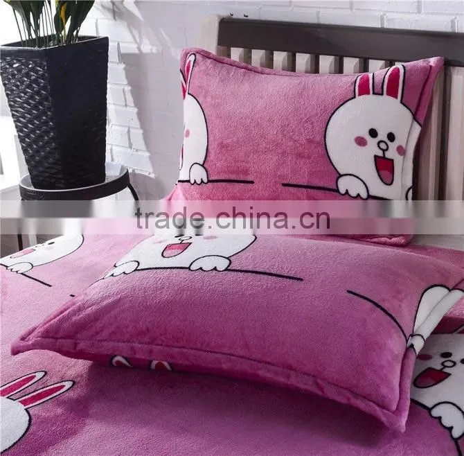 2017 NEW LOVELY CARTOON RABBIT FLANNEL 4PCS BEDDING SET