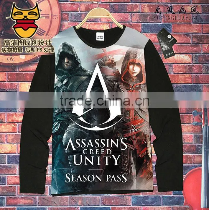 Wholesale Assassin's Creed QMilch Unisex Long Sleeves anime cosplay fancy tshirts