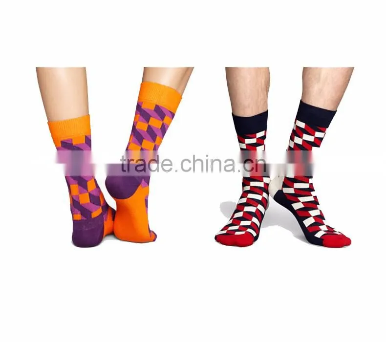 Colorful compression man custom happy socks cotton tube sock factoy