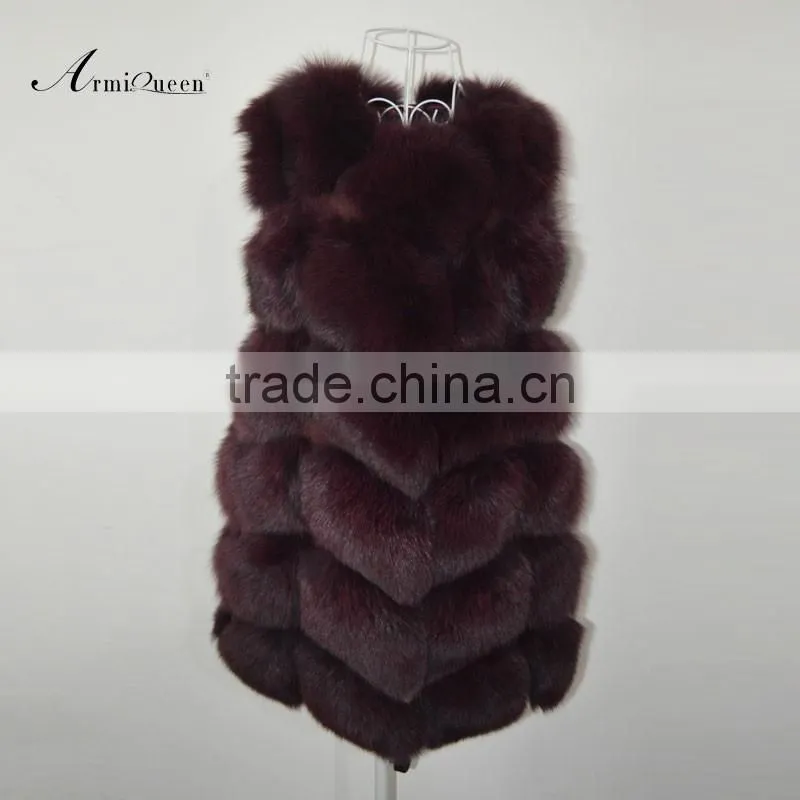 Rose Real Fox Fur Gilet For Ladies Wear,Long Style Fur Vest&Coat