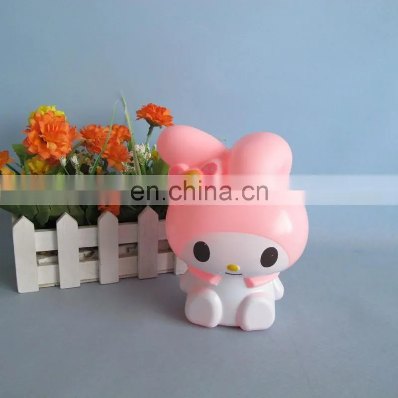 Lovely pink rabbit plastic coin bank