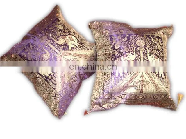 Sequins Patches Cushion Cover, Chikan work Cushion Cover