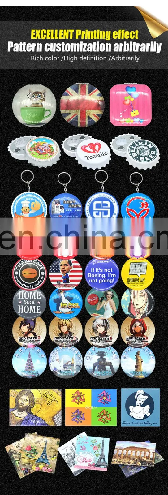 Promotional Custom Logo Cheap Round Plastic Badge In Each Opp Bag