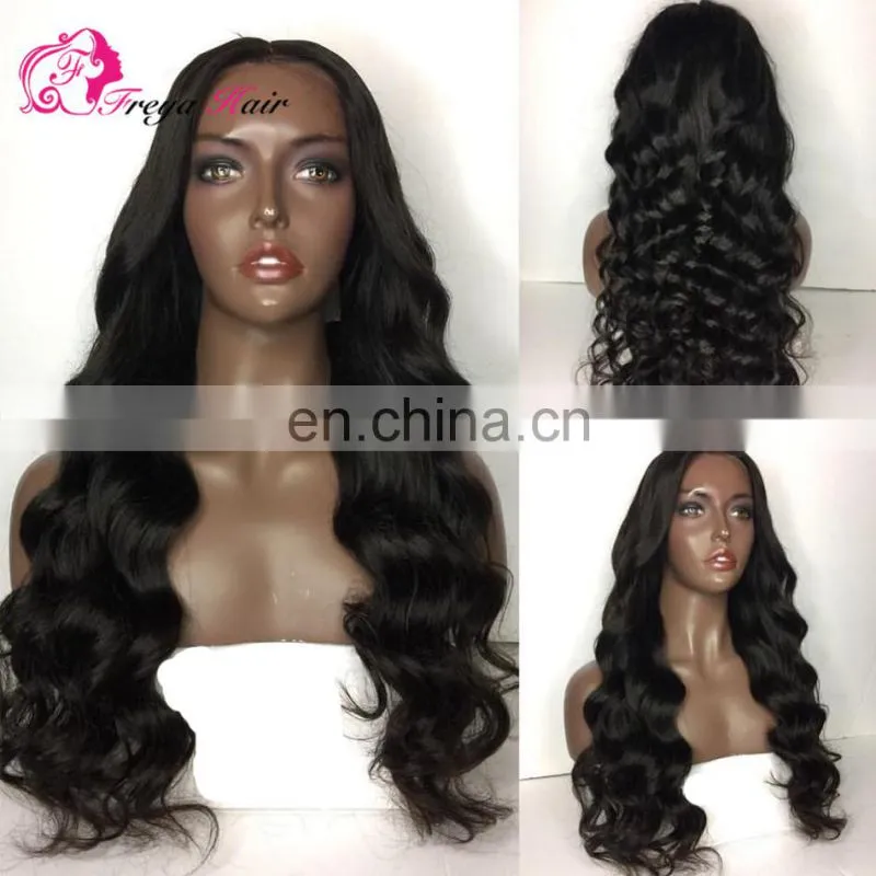 Wholesale price indian long hair wig body wave cheap silk base lace front wig for black women