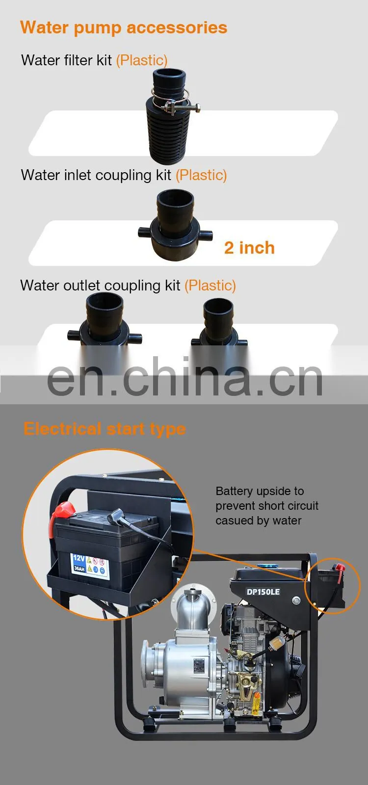 high pressure 2 inch 6hp diesel water fuel pump
