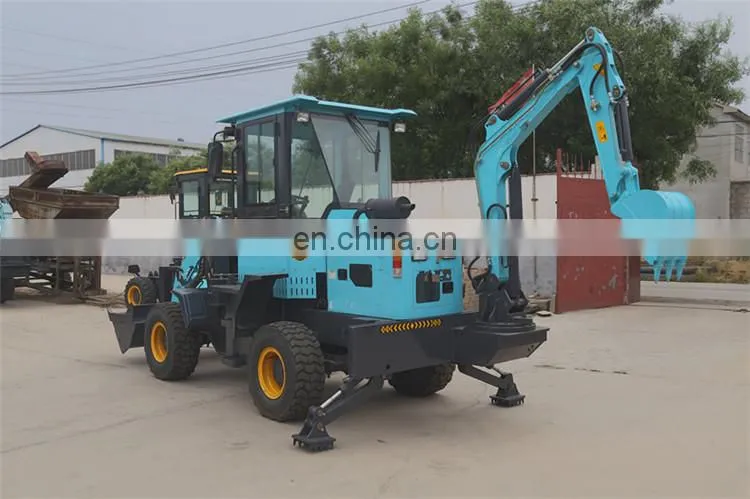 Multi-purpose 4 wheel drive mini wheel excavator backhole loader forklift
