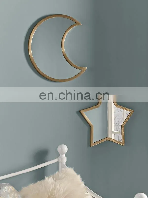 Decorative glass round Moon mirror with stand shelf for home table makeup mirror