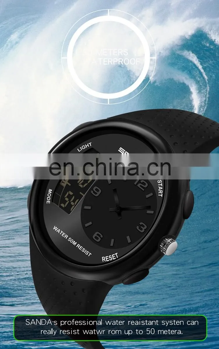 SANDA 763 Men boys sport latest silicone strap quartz analog waterproof cheap digital watch