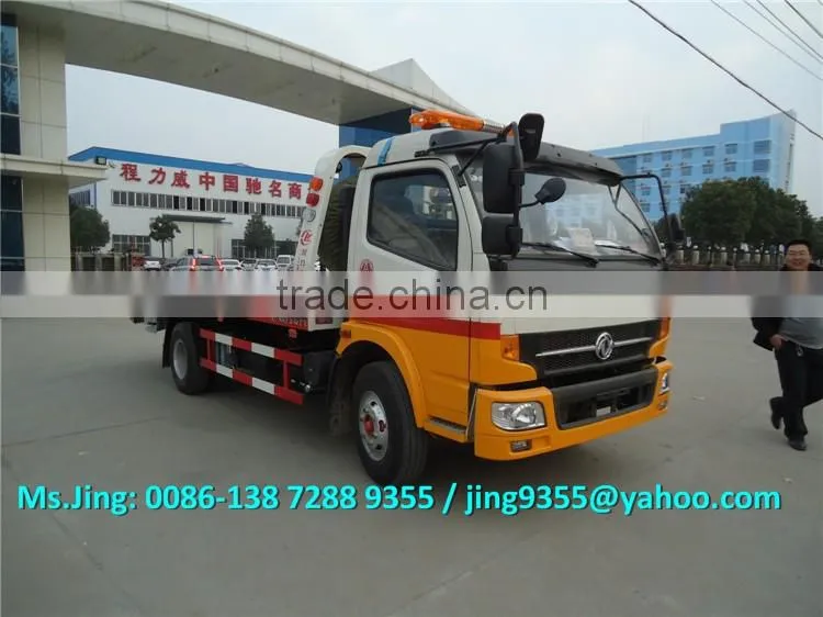 KPT C390 wrecker tow truck 140HP, one drive two flatbed wrecker truck with 5.6m tablet
