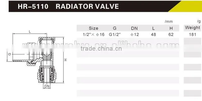 HR5110 brass drain angle chrome radiation valve