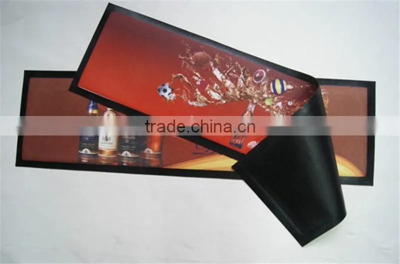 Customized lLED bar mat with full color printing, super water absorb rubber LED bar mat
