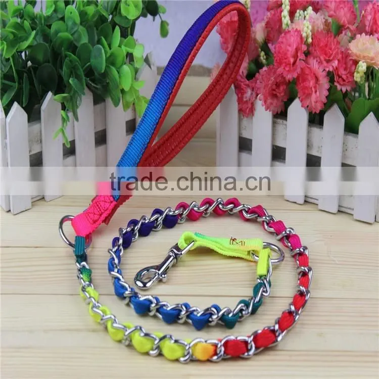 Traction rope Rainbow chain pull pet leash dog rope traction chain
