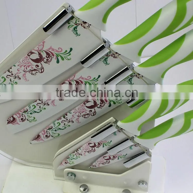 Beautiful printing flower kitchen knives sets