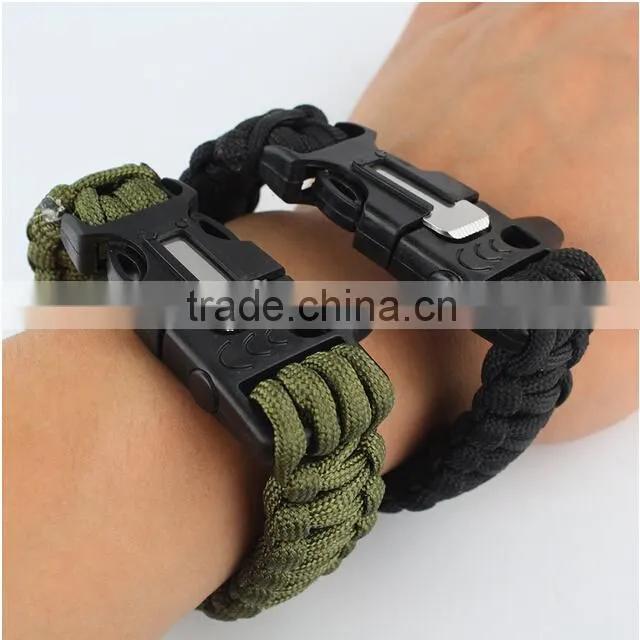Bracelet Paracord Whistle Gear Flint Fire Starter Kits Outdoor
