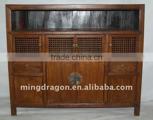 chinese wooden brown lacquer antique kitchen cabinet