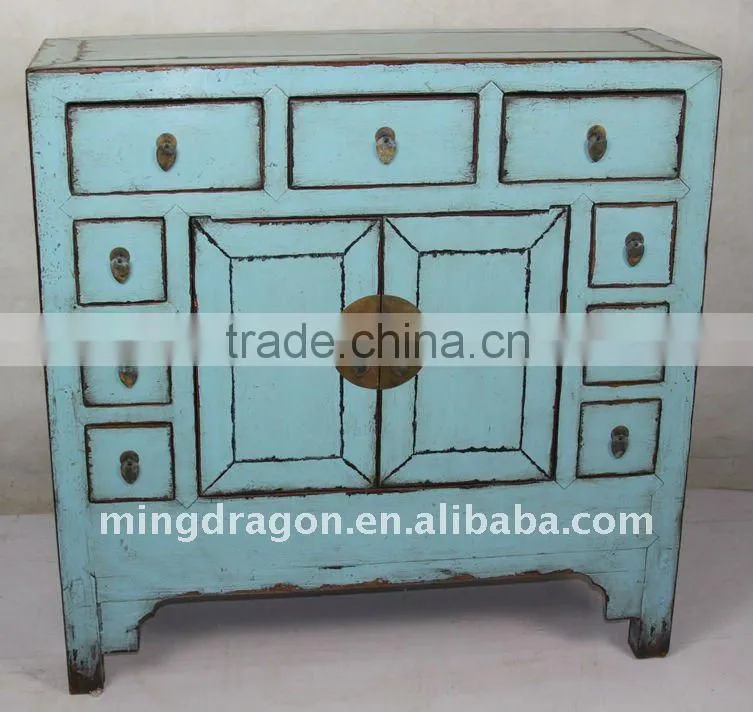 Chinese Antique Blue Shanxi Cabinet with Drawers