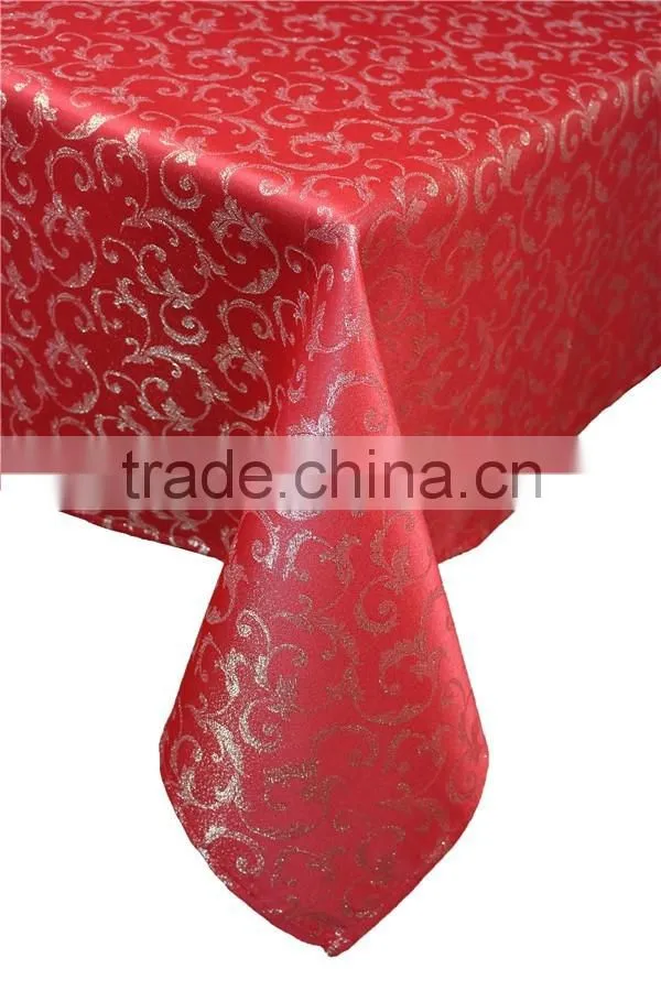 Hot Sale 100% Polyester Custom Jacquard Shining Christmas Tablecloth