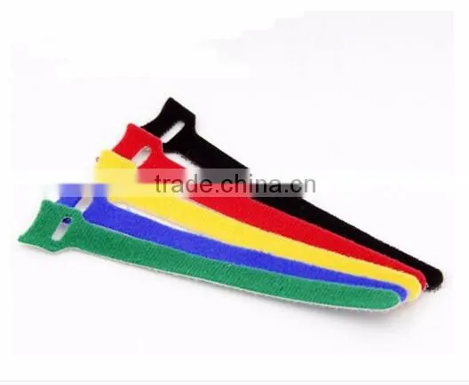 Logo printed colorful adjustable hook & loop wire cable tie