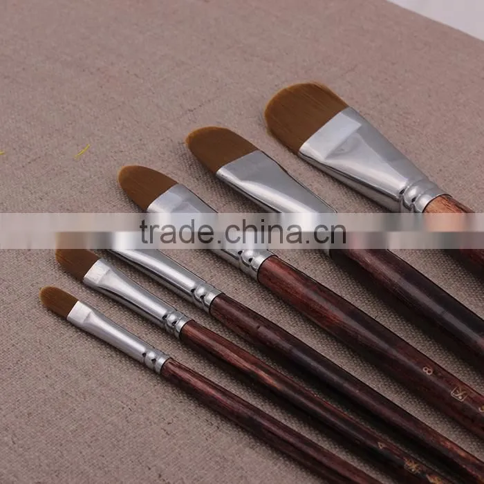 Wood Handle Nylon Hair 6pcs Set Artist Brush Watercolor Brush 6pcs Set