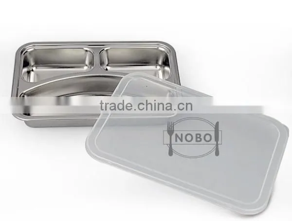 Metal 201 Stianless steel 3 compartment Bulk Dinner Food Tray