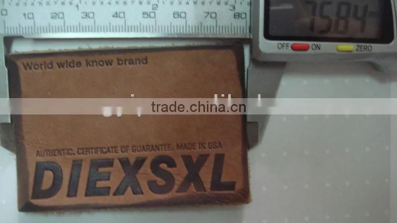 2014 hot sale color embossed jeans real leather patches