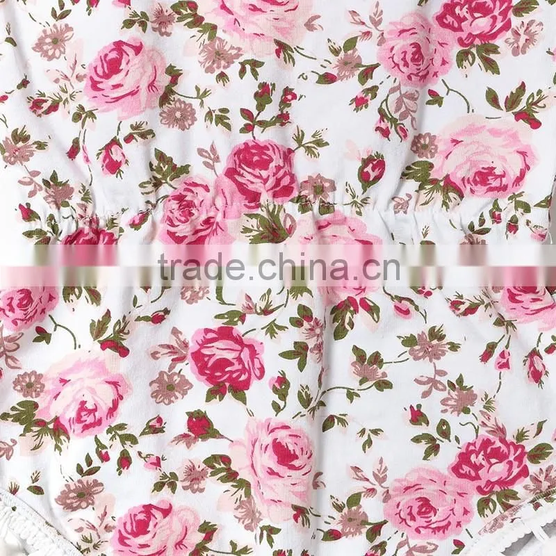 2016 Wholesale High quality Boutique Soft Cotton Floral Baby Romper