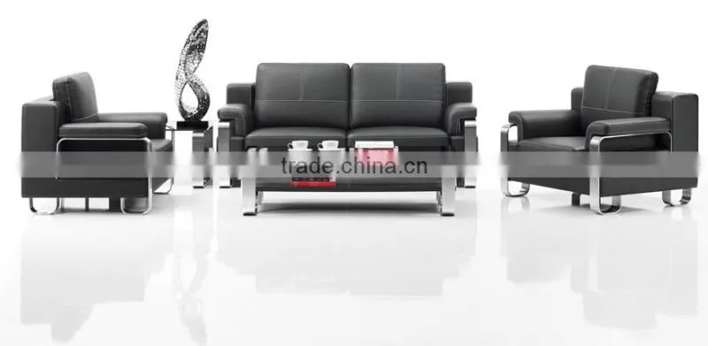 S-10 stainless steel fram leather PU office sofa furniture