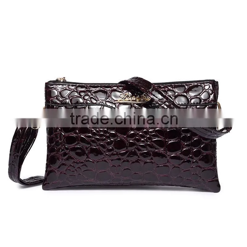Fashionable ladies crocodile skin pu evening bagwith two straps