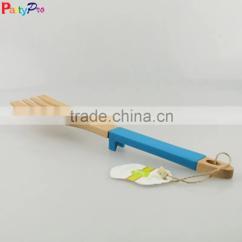 2016 new colorful Bamboo forks kitchen utensils with silicone handles