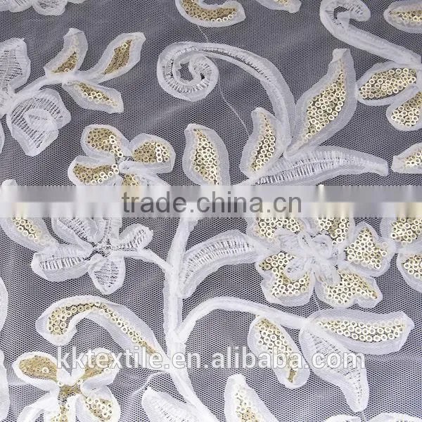 New design high quanlity sequin and chiffon embroidery/3d lace fabric for garments