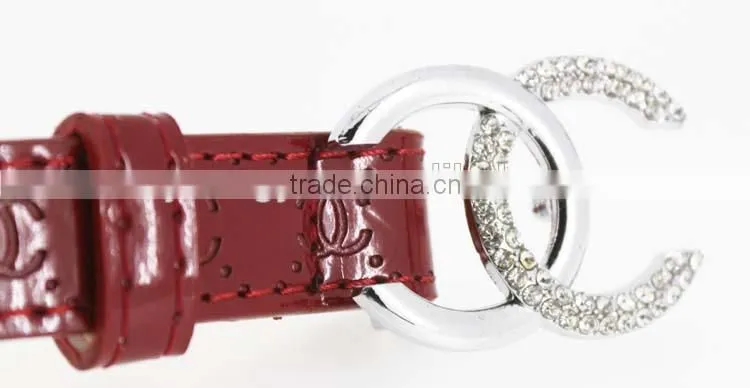 Women's pu women fashion pu leather belts with shiny shiny accessorie