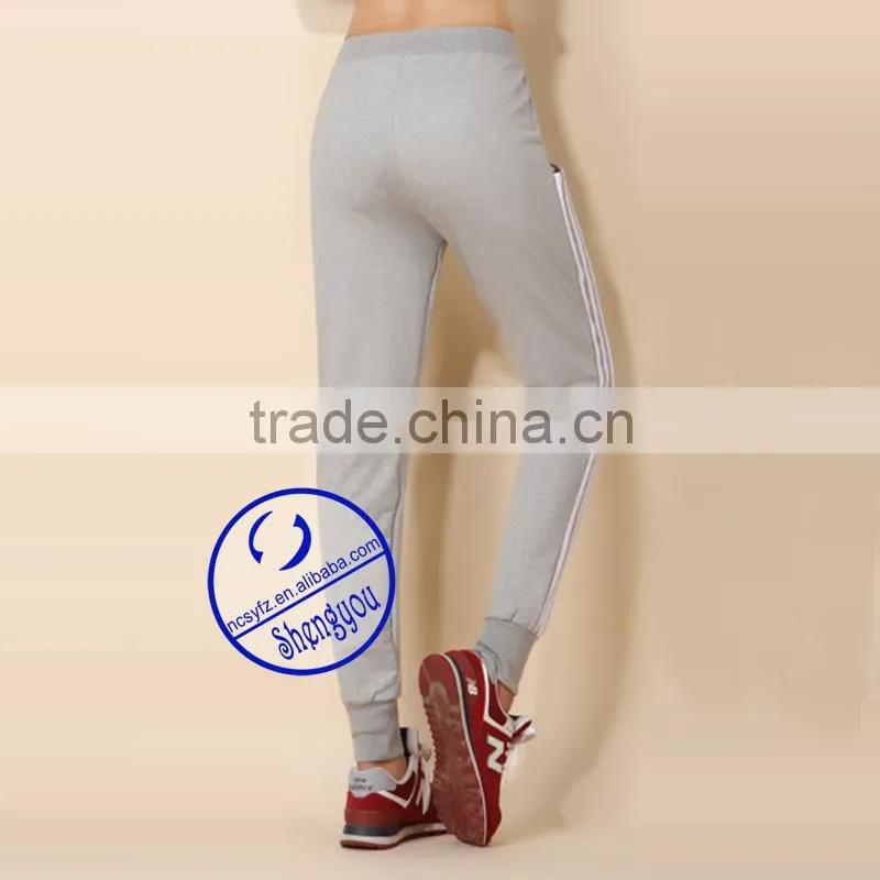 2015 custom wholesale quality womens grey color sport jogger pants