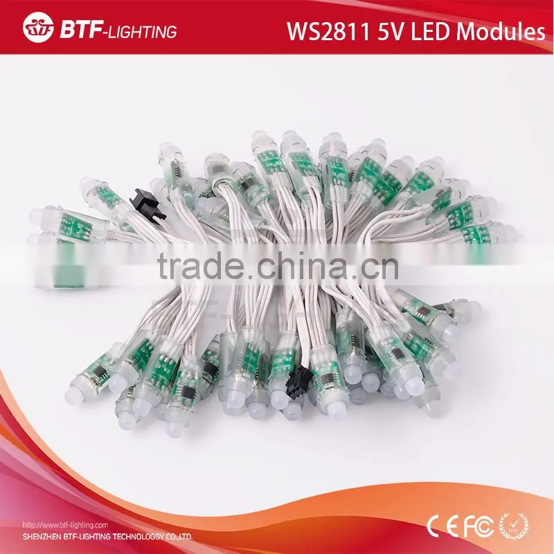 Green Wire 12mm WS2811 pixel led module, 5V IP68 waterproof