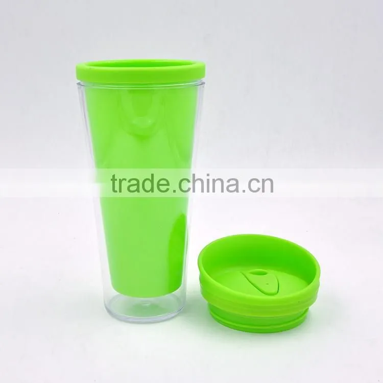 400ml BPA Free Double Wall Plastic Cup With Screw On Lid