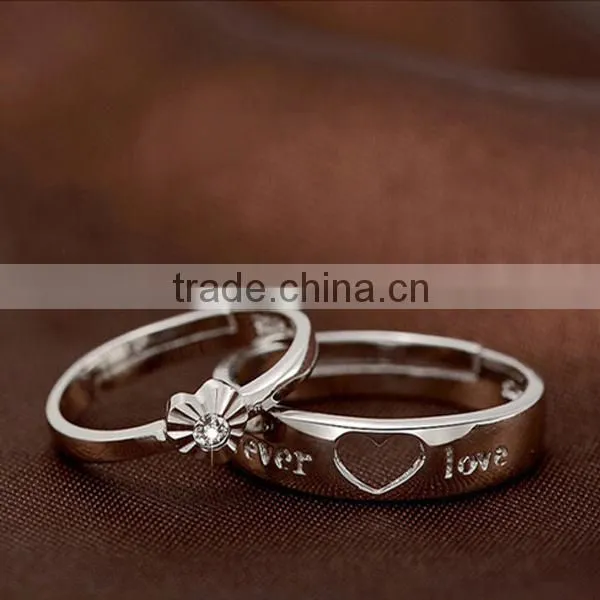 2016 925 silver couple ring made with Chinese 3A zircon