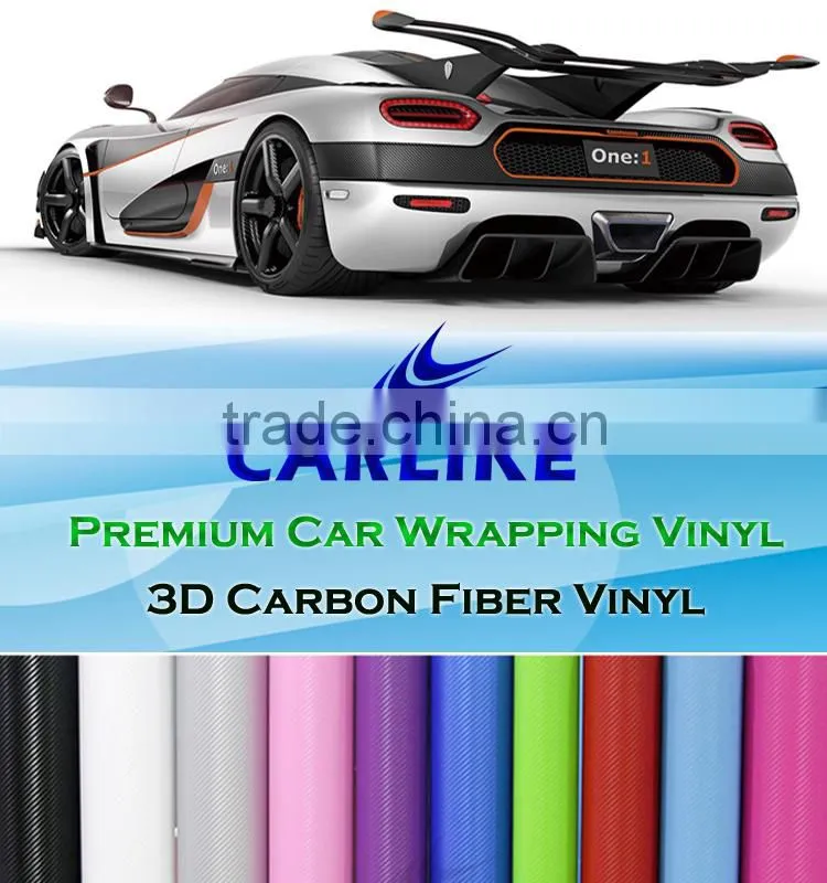 Removable Glue SINO Car Automobile Orange Carbon Fiber Car Wrap Vinyl Film