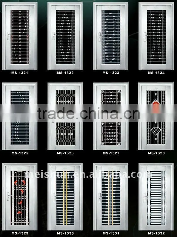 stainless steel entry doors insert glass MS-1321