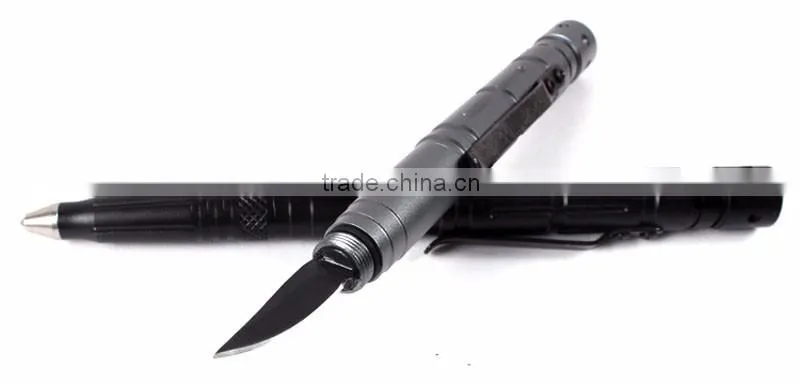 3*LR754 Battery Aviation Aluminum Writing Ballpoint Smooth Surface Tactical Pen Self Defense With Emergency Hammer