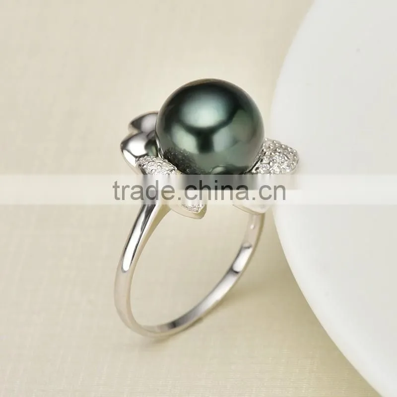 2016 new ring design arrival black pearl engagement rings of competitive price