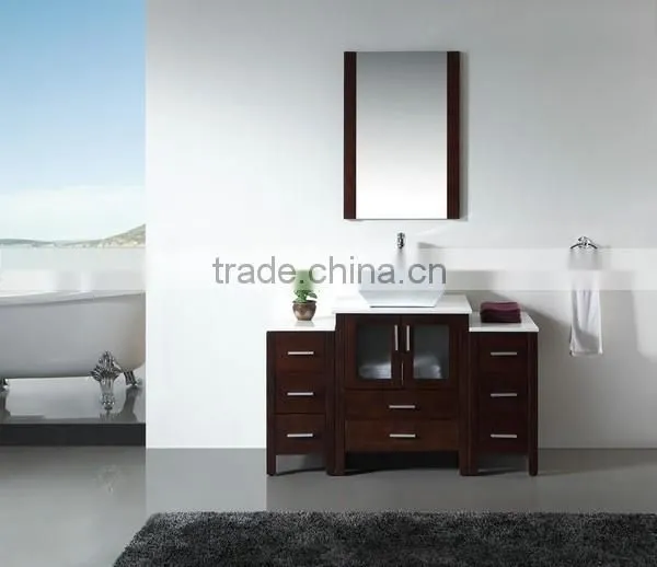 Wooden Bathroom Vanity Bathroom Wash Basin Square Counter top ceramic Bathroom furniture No.3199C
