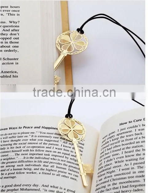 Ultrathin noverty golden rose shape bookmark various kinds of key and snowflake shape bookmark