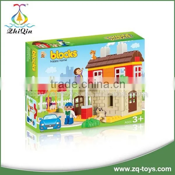 New design diy toy happy family house toy enlighten brick building toys set