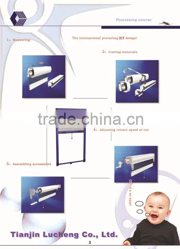 130cm* 150cm Aluminium retractable insect screen window roller-- MZL-1