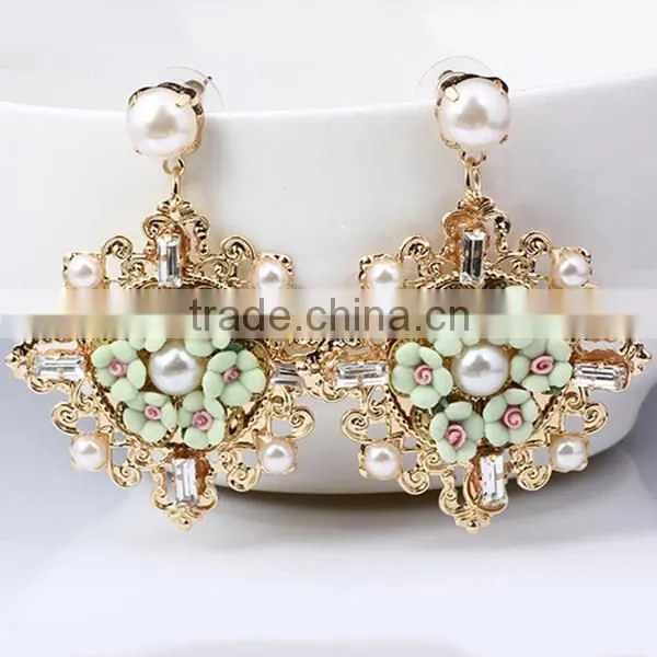 instock enamel beads soft ceramic shaped flower earring